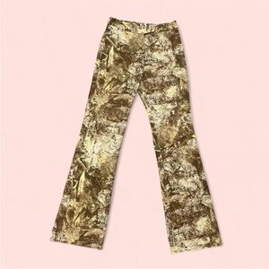 Brown and Gold Patterned Flare Pants